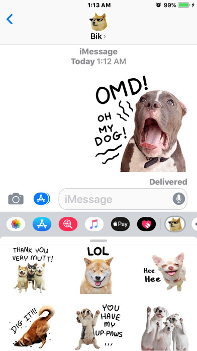 Emulate iPhone app # Punny Dogs Animated Stickers using MyAndroid