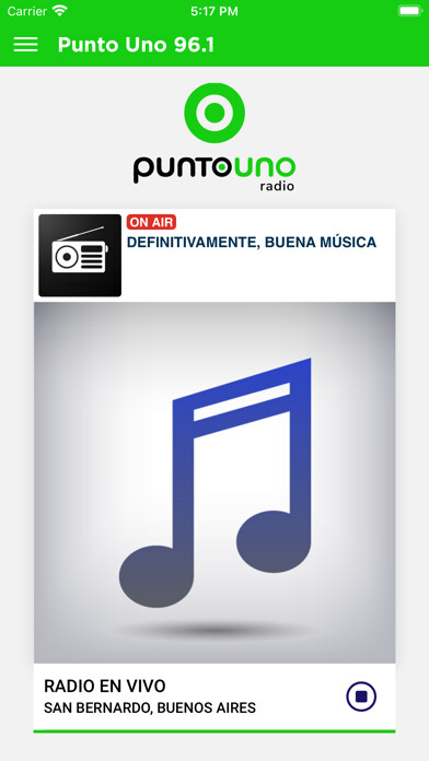 Emulate iPhone app Punto Uno 96.1 using MyAndroid