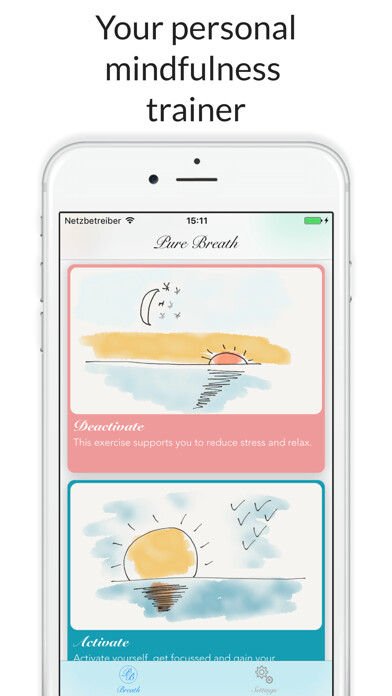Emulate iPhone app Pure Breath - Breathing Mindfulnes Exercises using MyAndroid