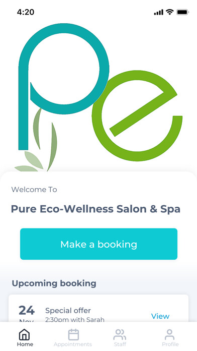Emulate iPhone app Pure Eco-Wellness Salon & Spa using MyAndroid Emulate iPhone app Pure Eco-Wellness Salon & Spa using MyAndroid