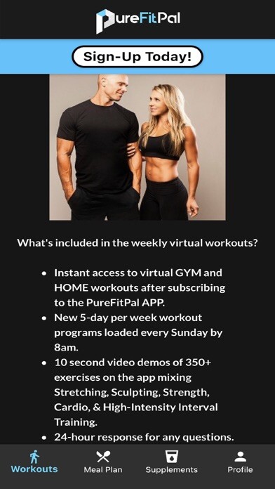 Emulate iPhone app PureFitPal: Home, Gym Workout using MyAndroid