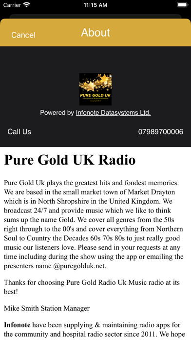 Emulate iPhone app Pure Gold UK Radio using MyAndroid Emulate iPhone app Pure Gold UK Radio using MyAndroid