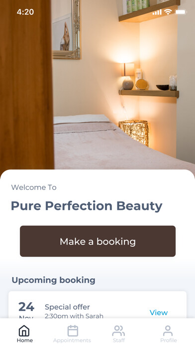 Emulate iPhone app Pure Perfection Beauty using MyAndroid