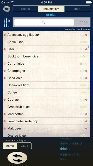 Emulate iPhone app Purine-kcal-Rheumatism using MyAndroid Emulate iPhone app Purine-kcal-Rheumatism using MyAndroid