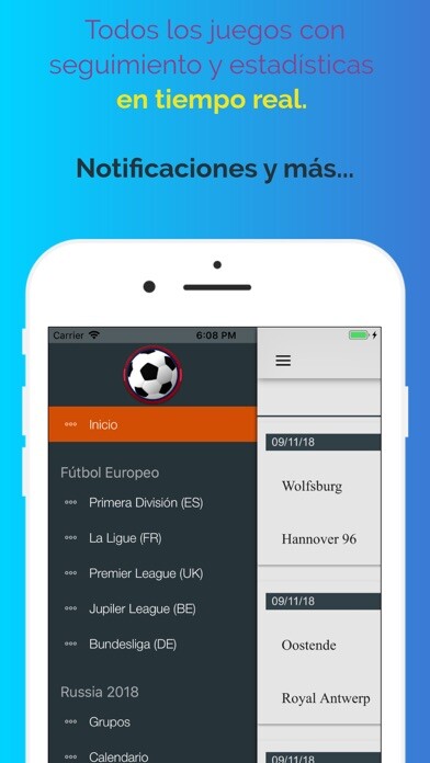 Emulate iPhone app Puro Fútbol using MyAndroid