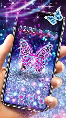Emulate Android APK Purple Glitter Diamond Butterfly Gravity Theme
