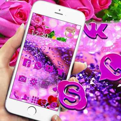 Emulate Android APK Purple rose 3D crystal theme Emulate Android APK Purple rose 3D crystal theme