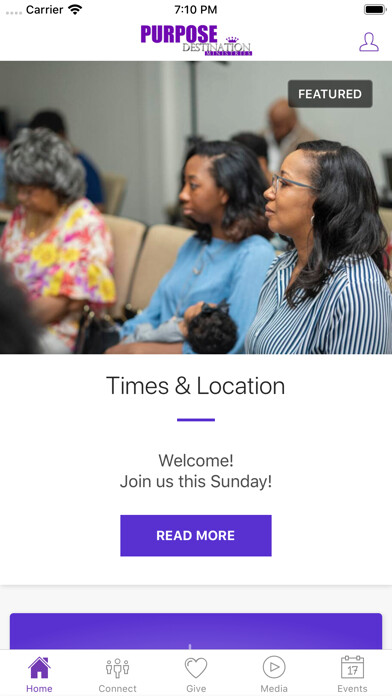 Emulate iPhone app Purpose Destination Ministries using MyAndroid