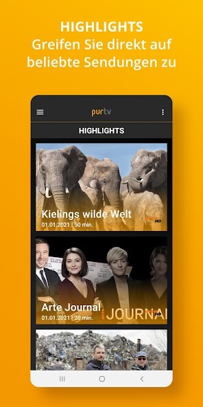 Run android online APK purTV mobile from MyAndroid or emulate purTV mobile using MyAndroid