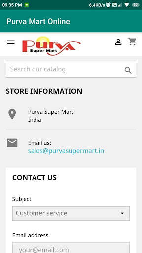 Run android online APK Purva Mart Online from MyAndroid or emulate Purva Mart Online using MyAndroid
