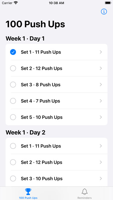 Emulate iPhone app Pushie: 100 Push Ups Challenge using MyAndroid