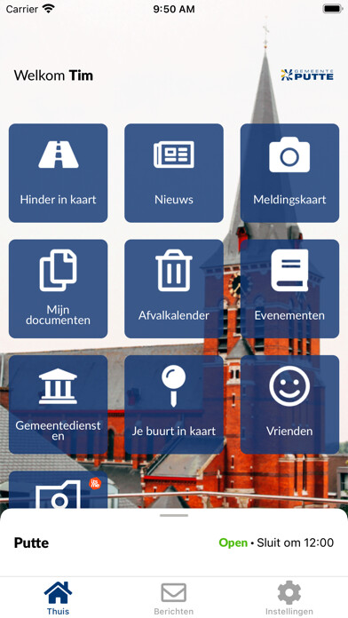 Emulate iPhone app Putte - Onze Stad App using MyAndroid