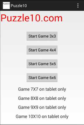 Emulate Android APK Puzzle10.com puzzle 3x3to10x10