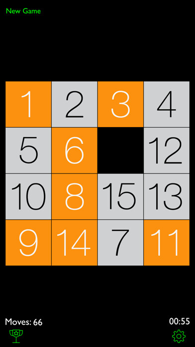 Emulate iPhone app PuzzleTiles - 15 tile puzzle using MyAndroid