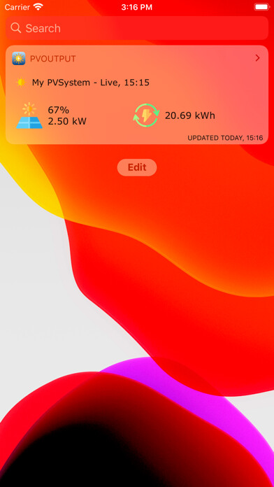 Emulate iPhone app PV Output Widget using MyAndroid