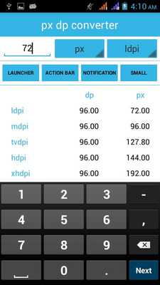 Emulate Android APK PX DP converter Emulate Android APK PX DP converter