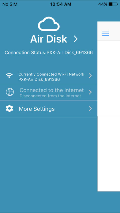 Emulate iPhone app PXK Air Disk using MyAndroid