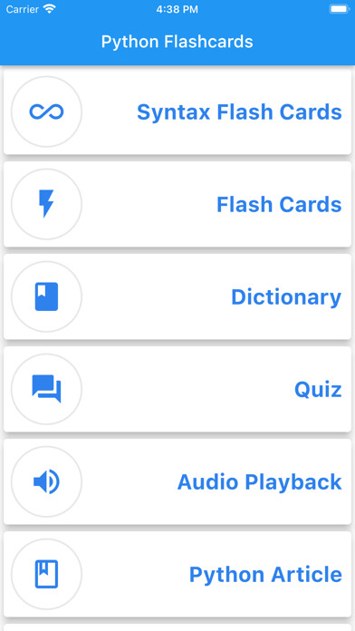 Emulate iPhone app Python Tutorial and Flashcards using MyAndroid
