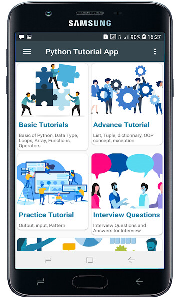 Run android online APK Python Tutorial App from MyAndroid or emulate Python Tutorial App using MyAndroid