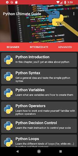 Run android online APK Python Ultimate Guide from MyAndroid or emulate Python Ultimate Guide using MyAndroid