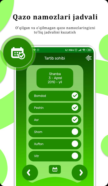 Run android online APK Qazo namozlari kundaligi (Tartib sohibi) from MyAndroid or emulate Qazo namozlari kundaligi (Tartib sohibi) using MyAndroid