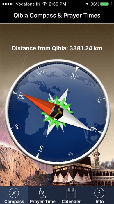 Emulate iPhone app Qibla Compass : Prayer Times, Islamic Calendar, Azan using MyAndroid