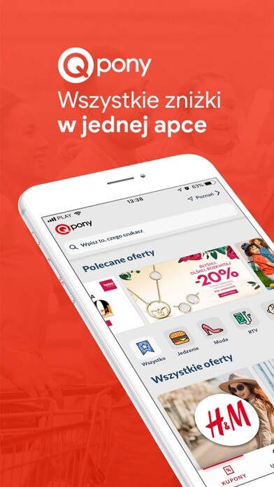 Emulate iPhone app Qpony Promocje Kupony Zniżki using MyAndroid