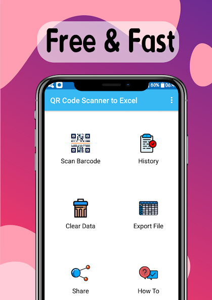 Run android online APK QR Code Scanner to Excel from MyAndroid or emulate QR Code Scanner to Excel using MyAndroid