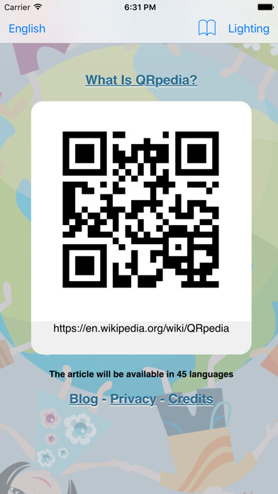 Emulate iPhone app QRpedia using MyAndroid