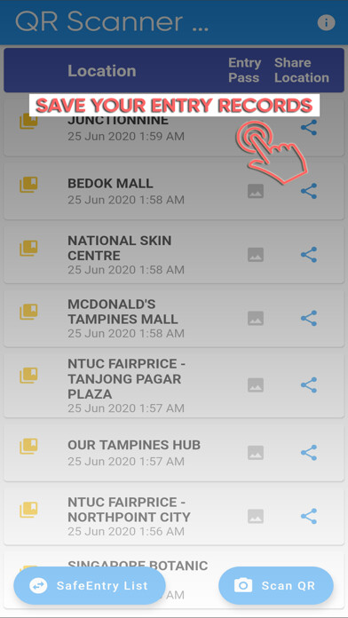 Emulate iPhone app QR Scanner for SafeEntry using MyAndroid