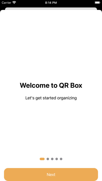Emulate iPhone app QR Storage Box Organizer using MyAndroid