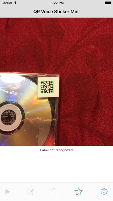 Emulate iPhone app QR Voice Sticker Mini using MyAndroid