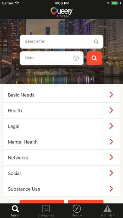 Emulate iPhone app Queery: Find LGBTQ Services using MyAndroid