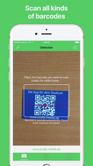Emulate iPhone app Quick Barcode - Scan QR Codes fast and easy using MyAndroid