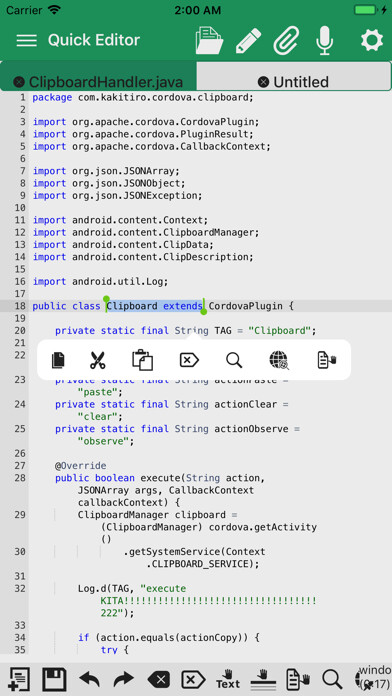 Emulate iPhone app Quick Editor - Text & Code using MyAndroid Emulate iPhone app Quick Editor - Text & Code using MyAndroid