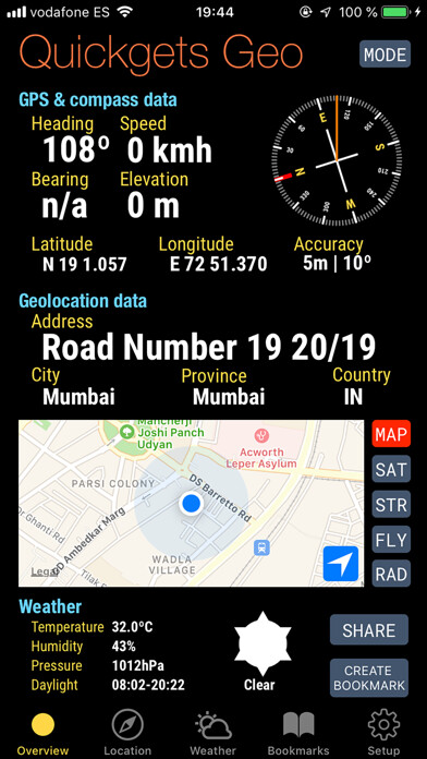 Emulate iPhone app Quickgets Geo: geodata widgets using MyAndroid