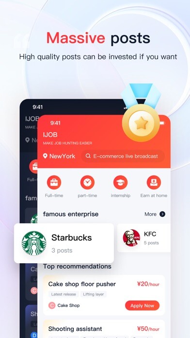 Emulate iPhone app QuickJob: Part-time&Job Finder using MyAndroid