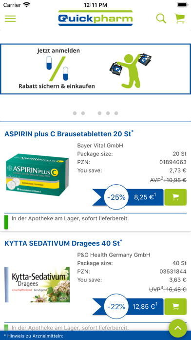 Emulate iPhone app Quickpharm.net Apotheke using MyAndroid