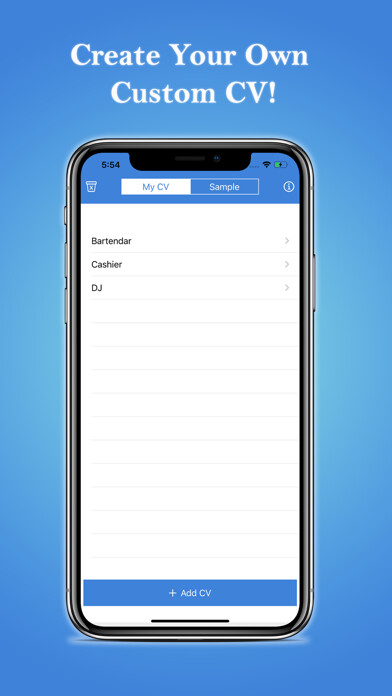 Emulate iPhone app Quick Resume Builder–CV Maker using MyAndroid