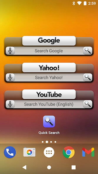 Run android online APK Quick Search Widget (with ads) from MyAndroid or emulate Quick Search Widget (with ads) using MyAndroid