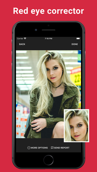 Emulate iPhone app Quik Remove: Red Eye Corrector using MyAndroid