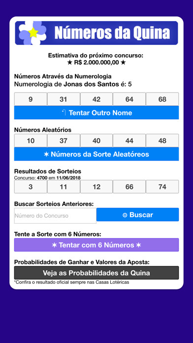 Emulate iPhone app Quina Gerador de Números using MyAndroid Emulate iPhone app Quina Gerador de Números using MyAndroid