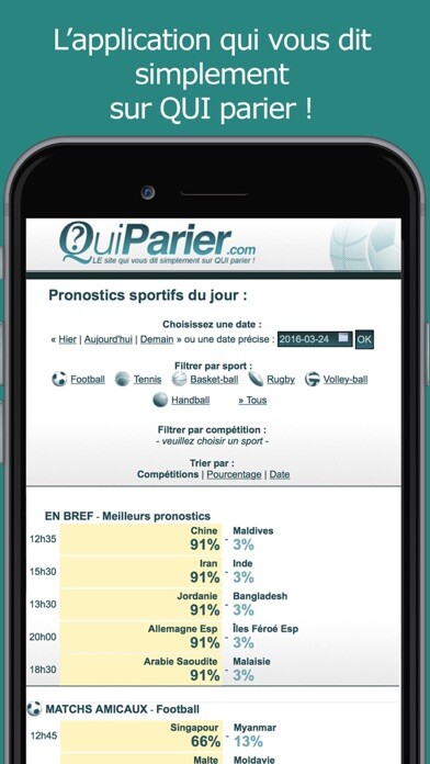 Emulate iPhone app Qui Parier ? Pronostic sportif using MyAndroid Emulate iPhone app Qui Parier ? Pronostic sportif using MyAndroid