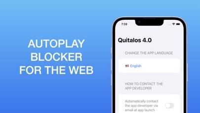 Emulate iPhone app Quitalos: Web Autoplay Blocker using MyAndroid