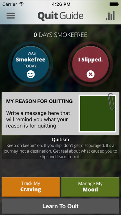 Emulate iPhone app QuitGuide - Quit Smoking using MyAndroid