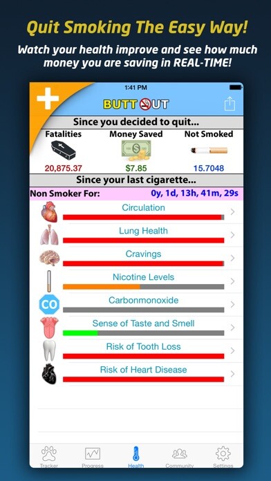 Emulate iPhone app Quit Smoking - Butt Out Pro using MyAndroid