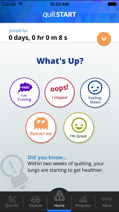 Emulate iPhone app quitSTART - Quit Smoking using MyAndroid