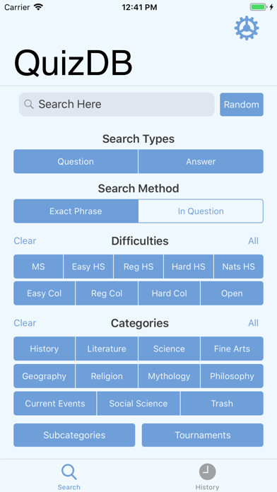 Emulate iPhone app QuizDB using MyAndroid