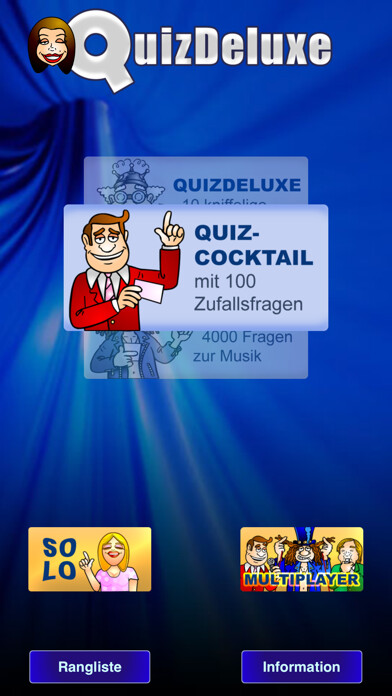 Emulate iPhone app QuizDeluxe - ein deutsch-sprachiges Frage & Antwort-Spiel using MyAndroid