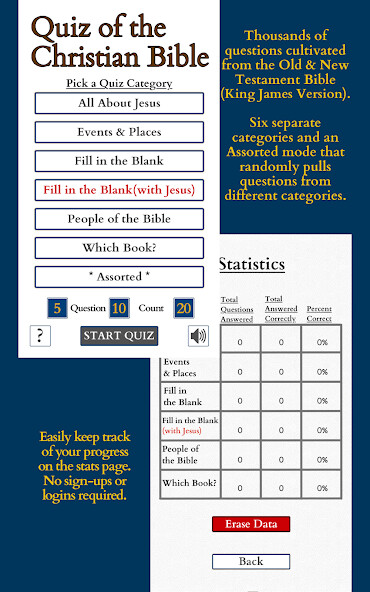 Run android online APK Quiz of the Christian Bible ( King James Version ) from MyAndroid or emulate Quiz of the Christian Bible ( King James Version ) using MyAndroid Run android online APK Quiz of the Christian Bible ( King James Version ) from MyAndroid or emulate Quiz of the Christian Bible ( King James Version ) using MyAndroid